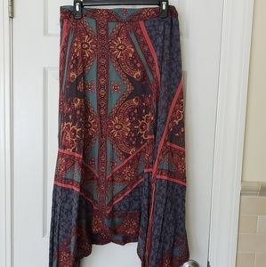 Free People Asymmetrical Printed Floral Skirt Med